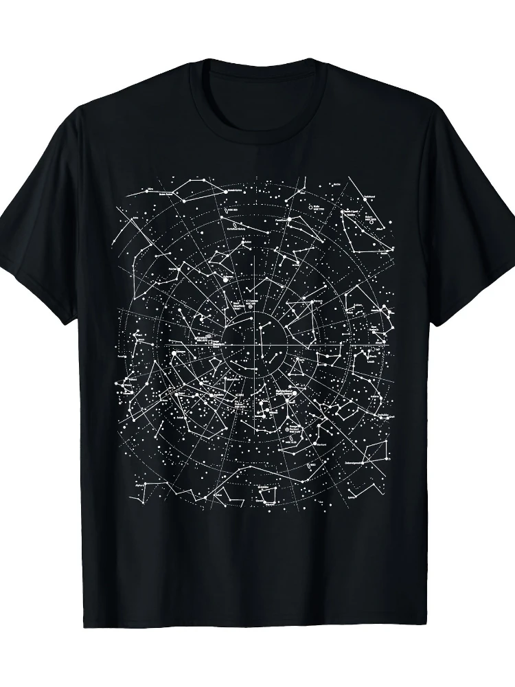 Astronomy Constellations, Stars Galaxy Celestial pattern design -100% cotton O-neck short sleeve casual printed men's T-shirt.