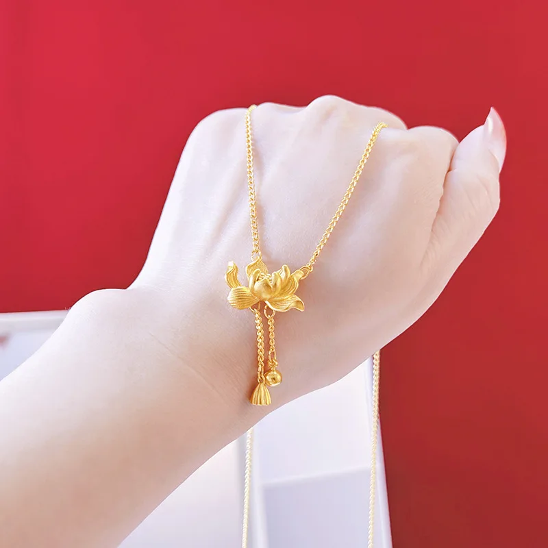 Vietnam Gold Two Lifetimes Sweater Necklace For Women Long Lasting Non Fading Premium Niche Vintage Faux Jewelry Lucky Fortune