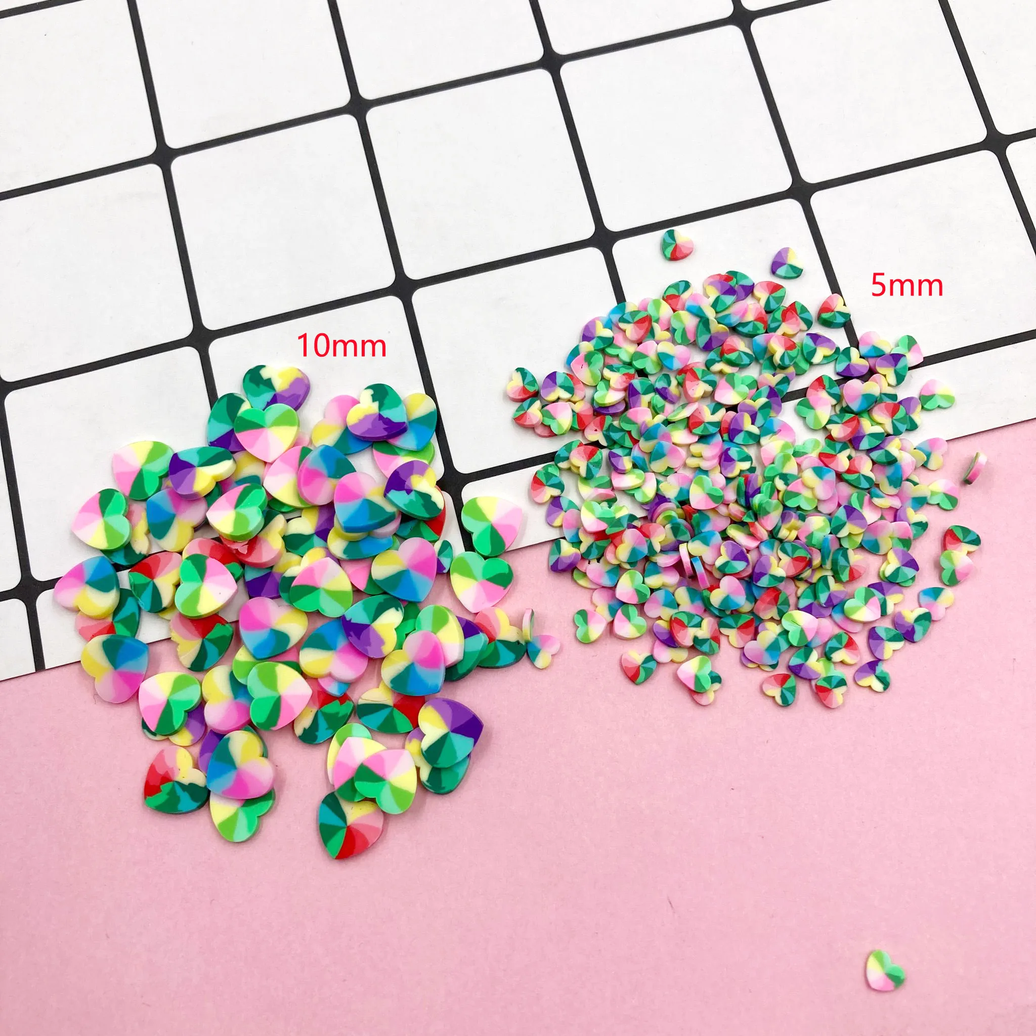 100g Multicolor Heart Slices Polymer Clay Sprinkles for Crafts Making DIY Nail Art Decoration Crystal Mud Slime Filler Material