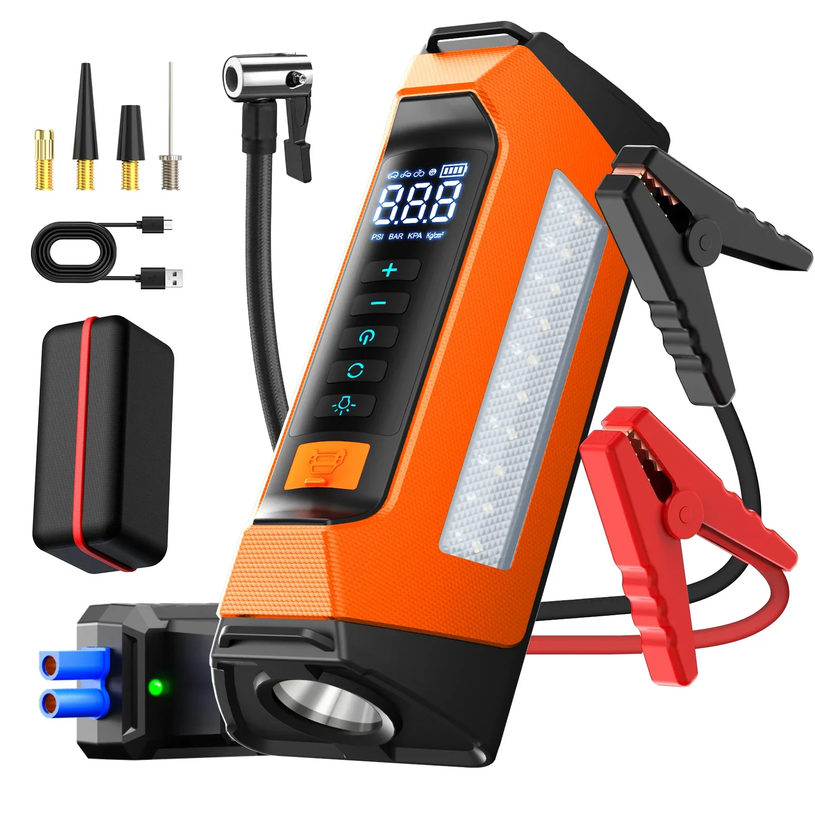 8000amp 200psi Professional Car Jumpstarter Multifunction 12v Battery Booster Super Compressor Power Bank Jump Starter Air Pump
