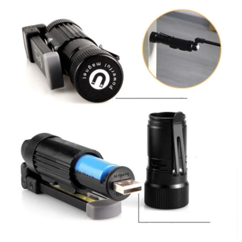 USB Rechargeable Car Inspection Lamp COB LED Magnetic Flashlight 360 Degree Foldable Flexible Work Light