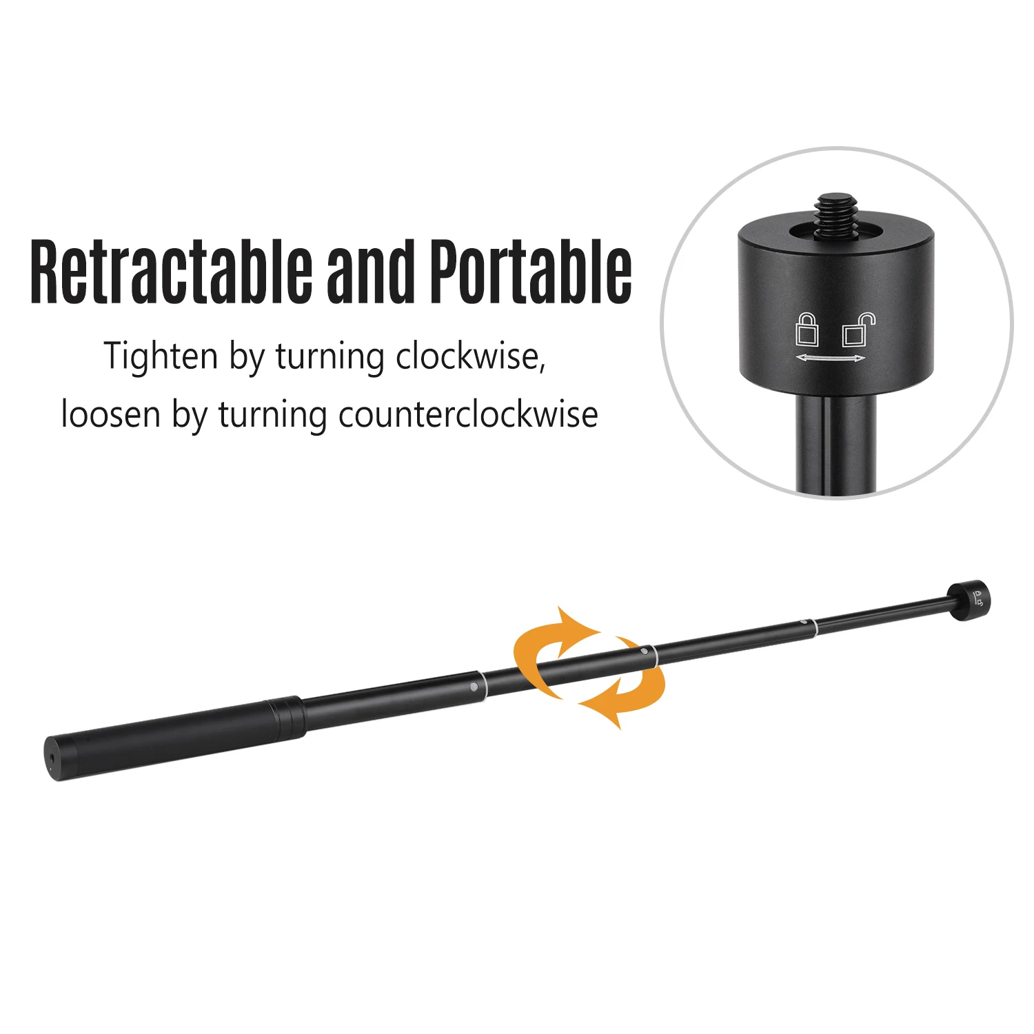 Telescopic Stabilizer Extension Rod Max. Length 73cm Aluminum Alloy Pole with 1/4 \