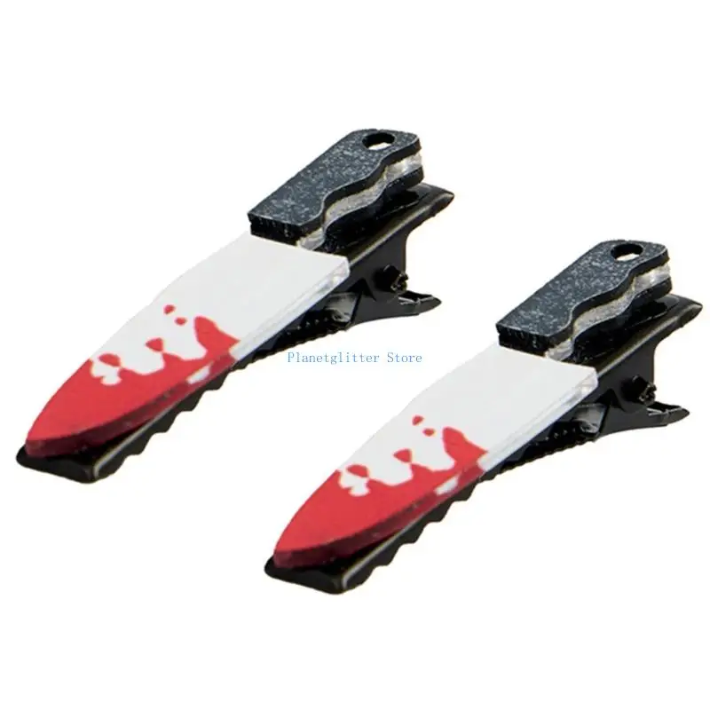 652B Terror Charm Bloody Blade Hair Clip Party Hair Barrette Headdress For Halloween Makeup And Cosplay Outfits