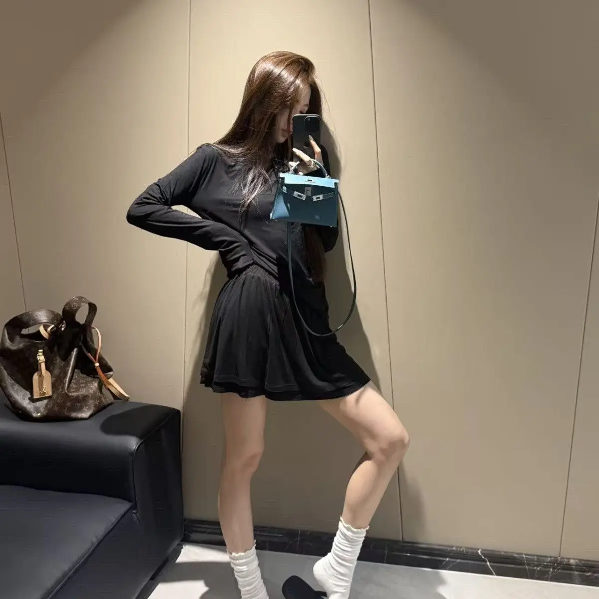 Comfortable Cotton Two-Piece Set Women's High Waist Tight Fit Sleeveless Lazy Style Fashionable Korean round Neck T-Shirt And...