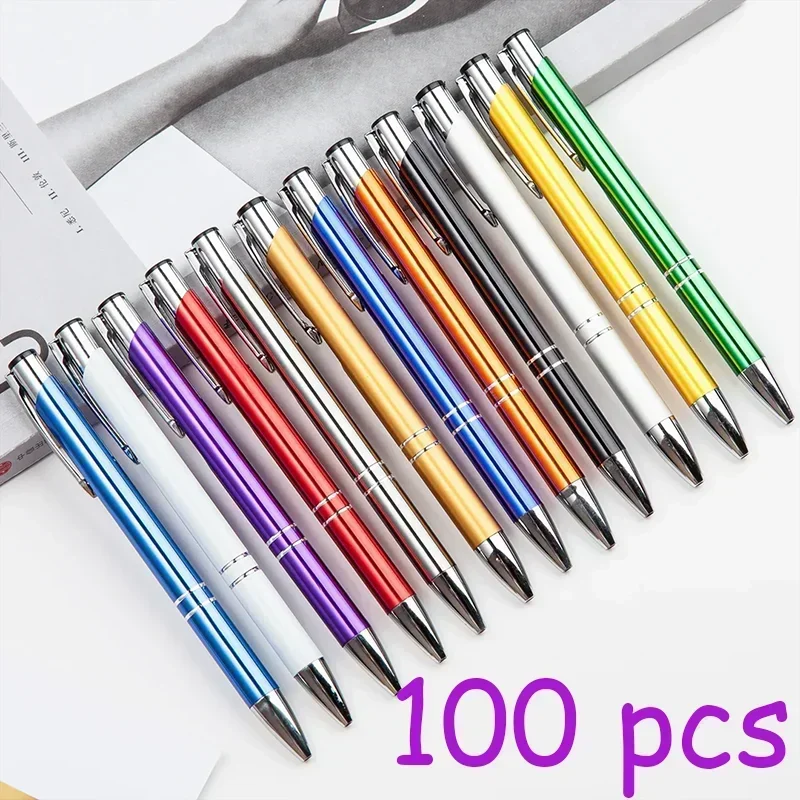 100 Pcs Advertise Metal Ballpoint Pen Blank Pens for DIY Craft Creative Business School Birthday Wedding Small Gift