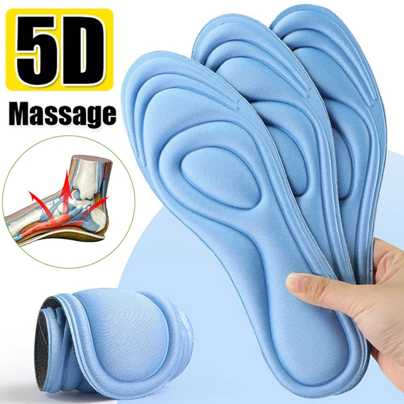 2PCS Memory Foam Insoles for Shoes Cushion Men Women 5D Massage Sport Insole Feet Orthopedic Shoe Sole Running Shoes Pad