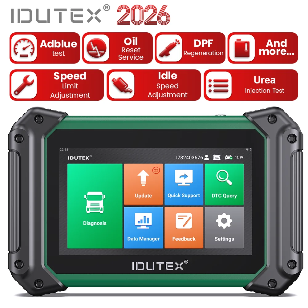 IDUTEX TS710 HD Heavy Duty Truck Full System Diagnostic Tool OBD2 Scanner Laptop for Truck Lorry Oil DPF Regen OBD2 Scannner
