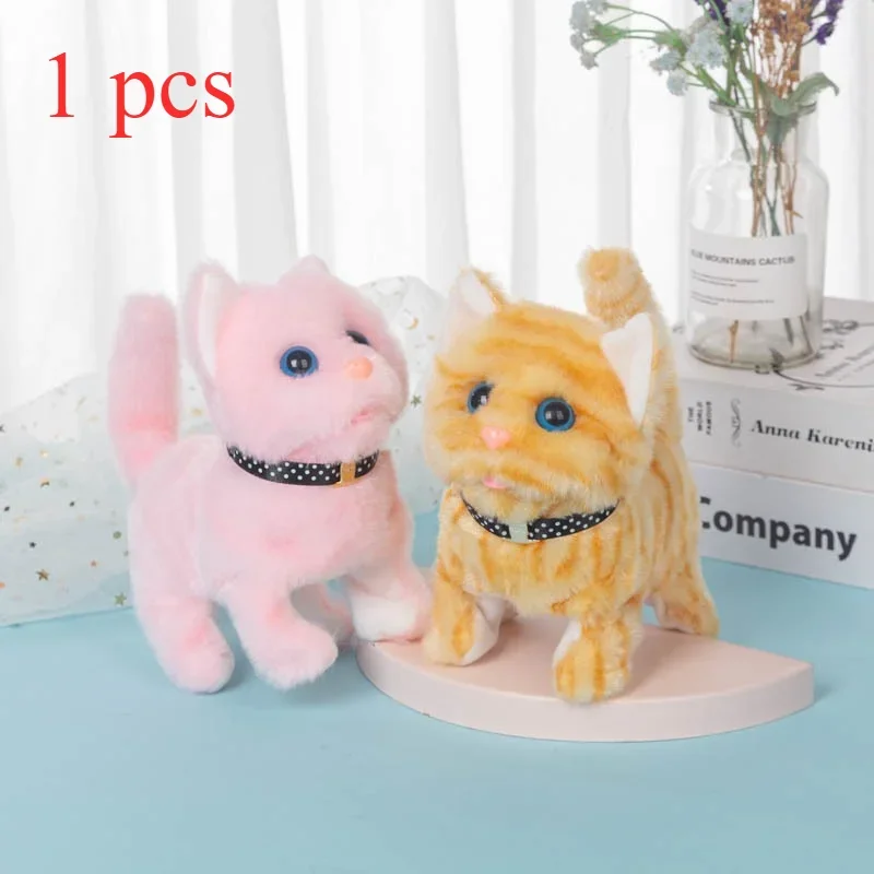 Electric Plush Electronic Cat Realistic Call Cat Tail Nodding Cute Pet Cat Childrenplaything Toys for Kids Small Animal Gifts