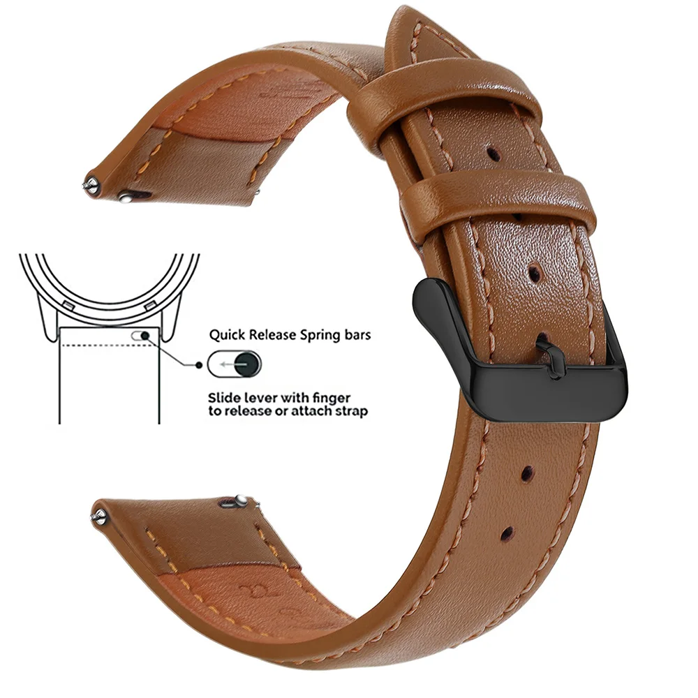 SAMCO Uhrenarmband aus genarbtem Echtleder, Schnellverschluss 18 mm/20 mm/22 mm Uhrenarmbänder, passend für Samsung Galaxy Watch, Garmin Huawei Watch 9