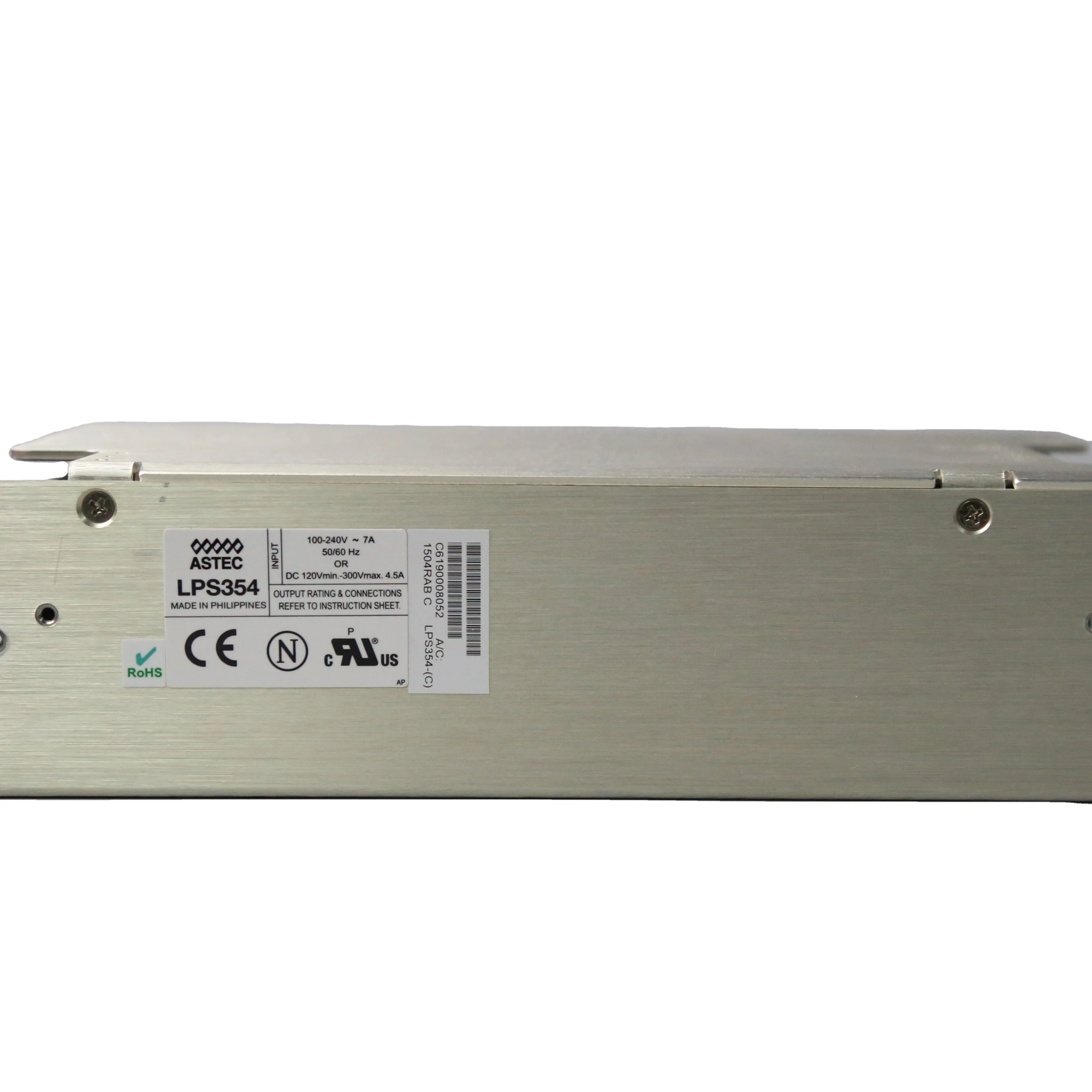 

Artesyn Astec LPS354 Switching Power Supply AC/DC Enclosed U Channel Industry 12-24V/350W 350W 47 - 440 Hz 15V