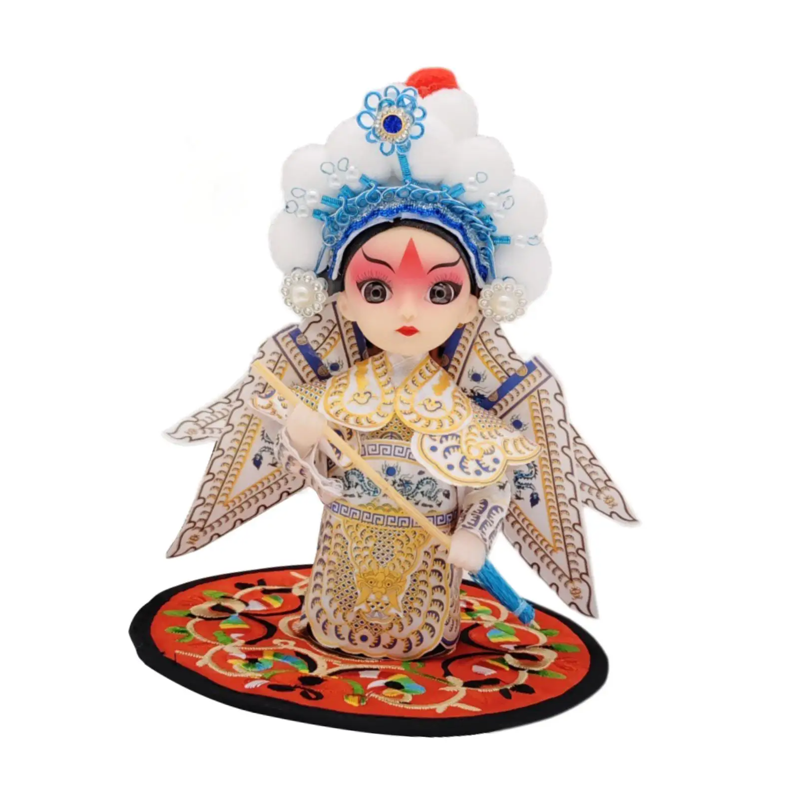 Handmade Chinese Opera Doll Figurine Peking Man Statue Silk Cloth Plaster Decoration Collectible Tabletop Ornament Gift Idea