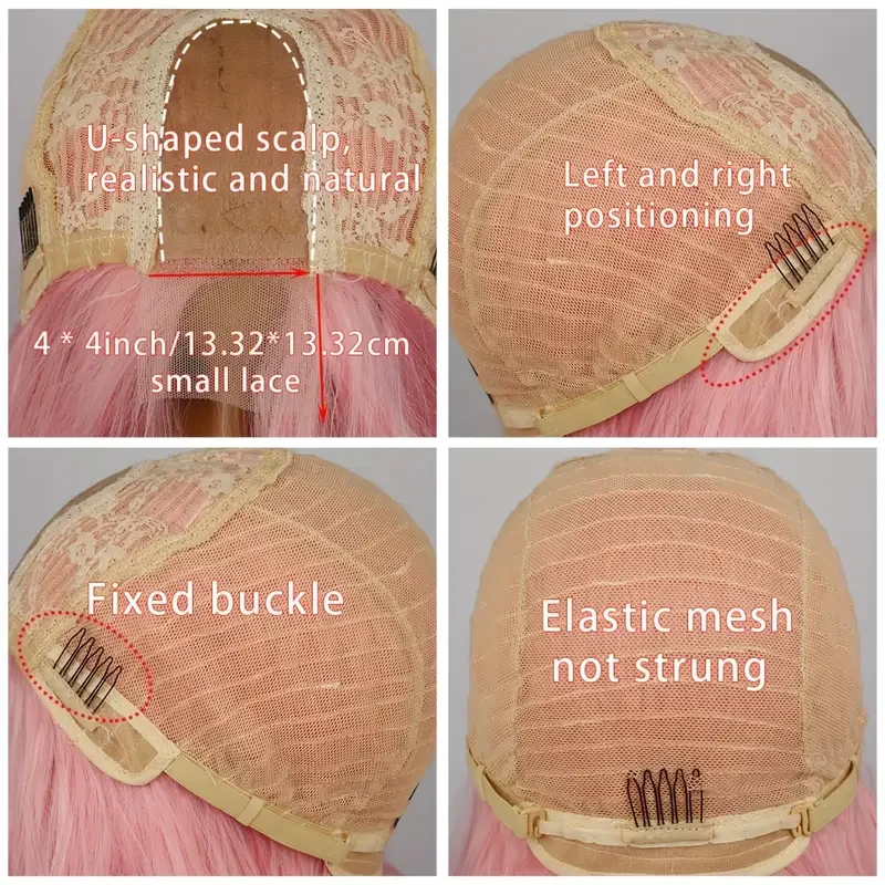 باروكة دانتيل وردية مع موجات جسم طويلة، باروكة صناعية مقاومة للحرارة وخالية من 28 بوصة للحفلات التنكرية النسائية، إلخ