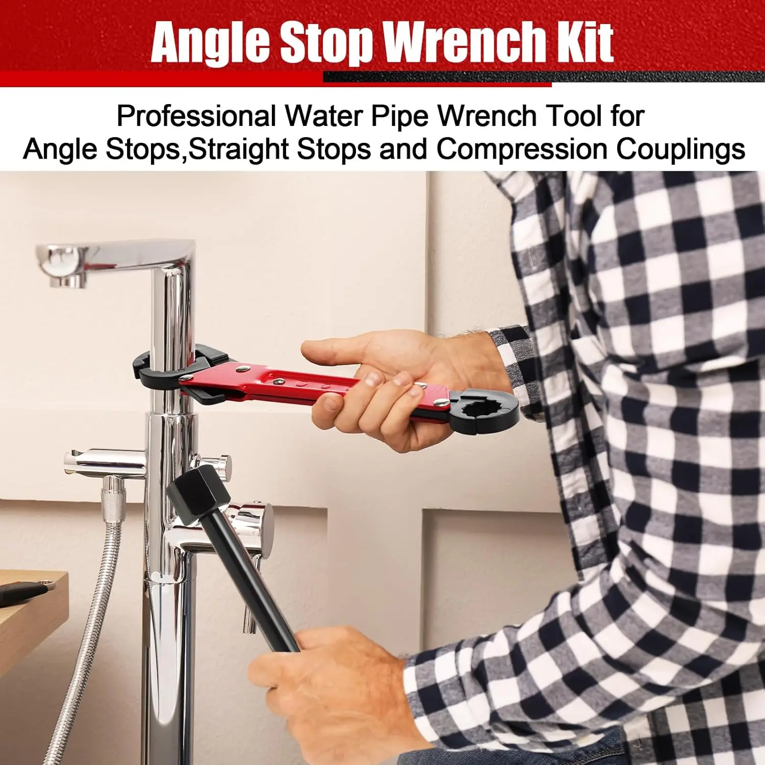 Kit de llave de tope angular de 5 piezas, extractor de ajuste de compresión de 1/2', herramienta de extracción de virola multifuncional