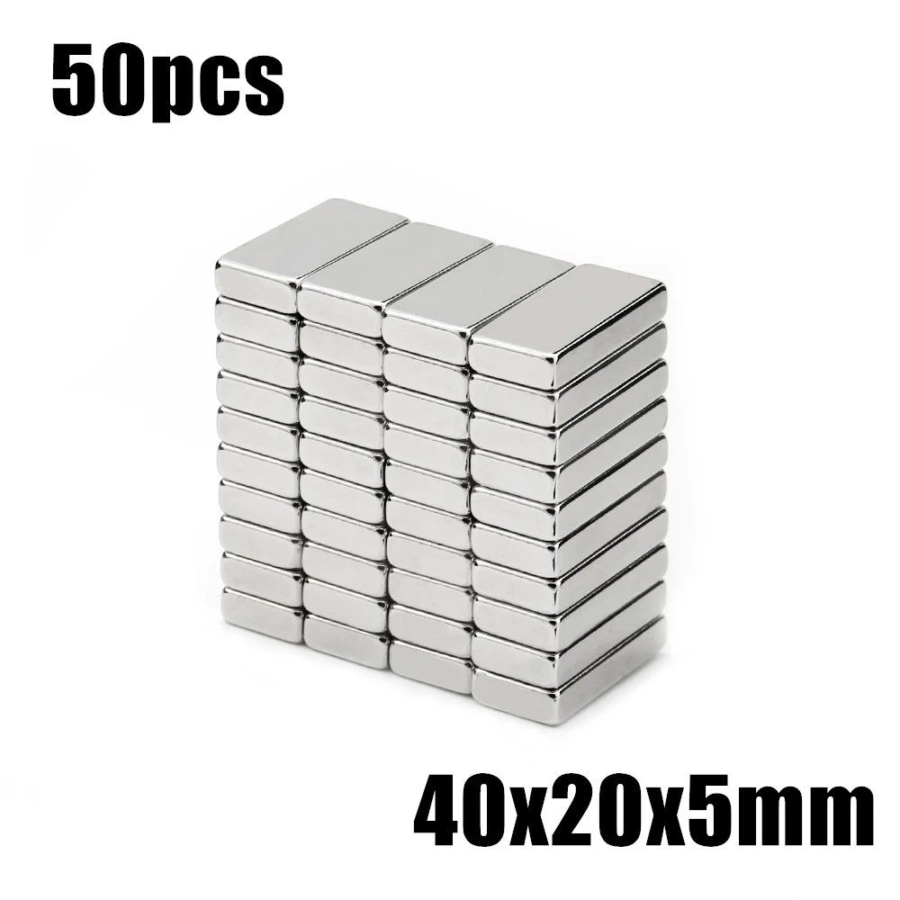 50pcs 40x20x5mm Super Powerful Strong Rare Earth Block NdFeB Magnet Neodymium N35 Magnets 40*20*5mm