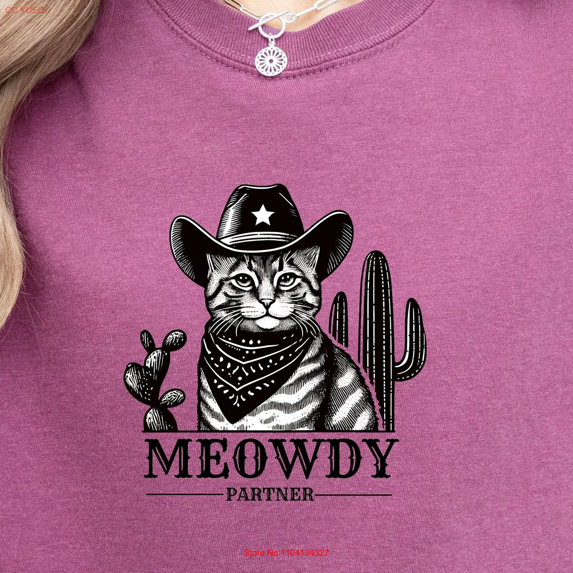 Cowboy Meowdy Partner T Shirt Desert CaT Western Vintage American Cool Wild WesT long or short sleeves