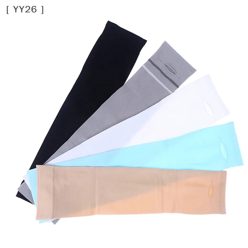 زوج واحد من أغطية الذراع للحماية من أشعة الشمس فوق البنفسجية من النايلون بدون أصابع للقيادة والجولف والجري والرياضات الخارجية