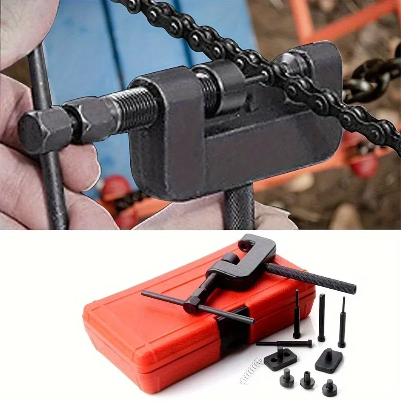 13Pcs Riveting Repair Tool Kit With Red Case Motorcycle Bike Heavy Duty Splitter Link Riveter Set Cam Drive Chain Breaker