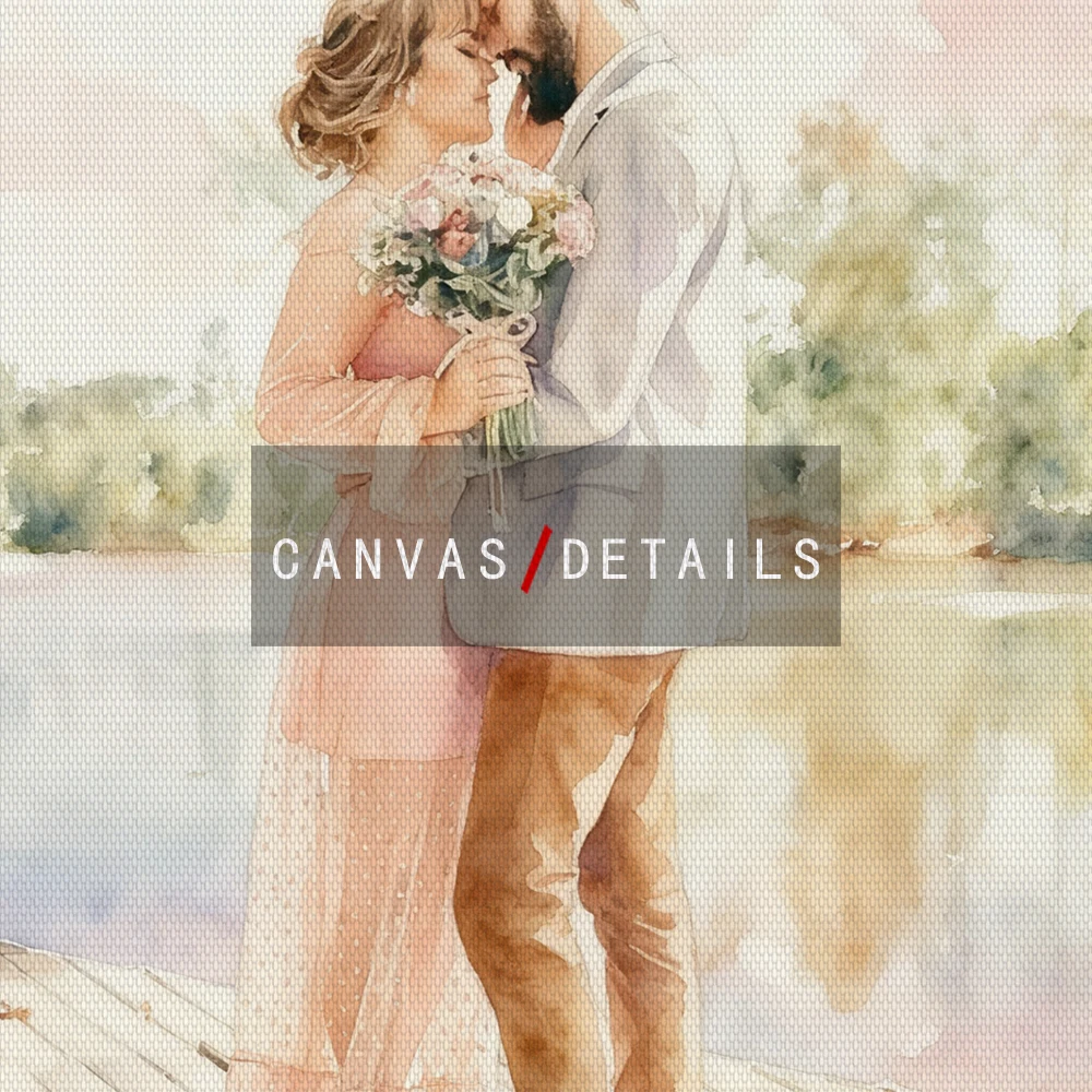 لوحة زوجين مخصصة من الصورة، صورة مائية مخصصة لذكرى الزفاف، هدية تذكارية للحيوانات الأليفة الفريدة، طباعة قماشية #5