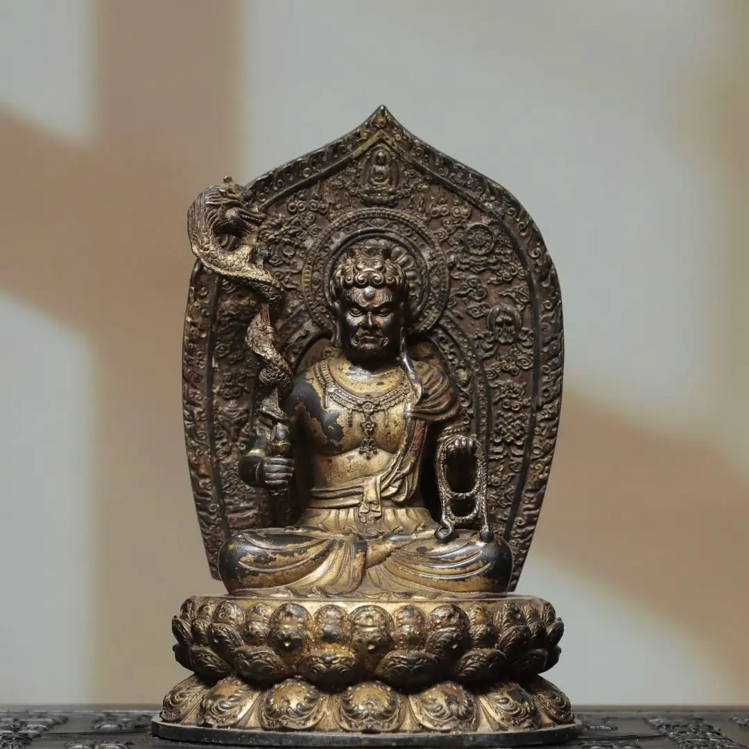 Tibetan Buddhism Fudo Myoo Copper Gilt Statue Acalanatha Wrathful Protector Buddha Sculpture Buddhist Home Shrine Decor