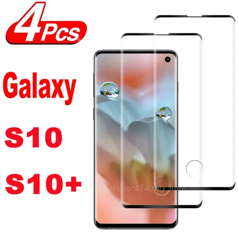 1/4Pcs 3D Tempered Glass For Samsung Galaxy S10 S10 Plus Curved Anti Scratch Screen