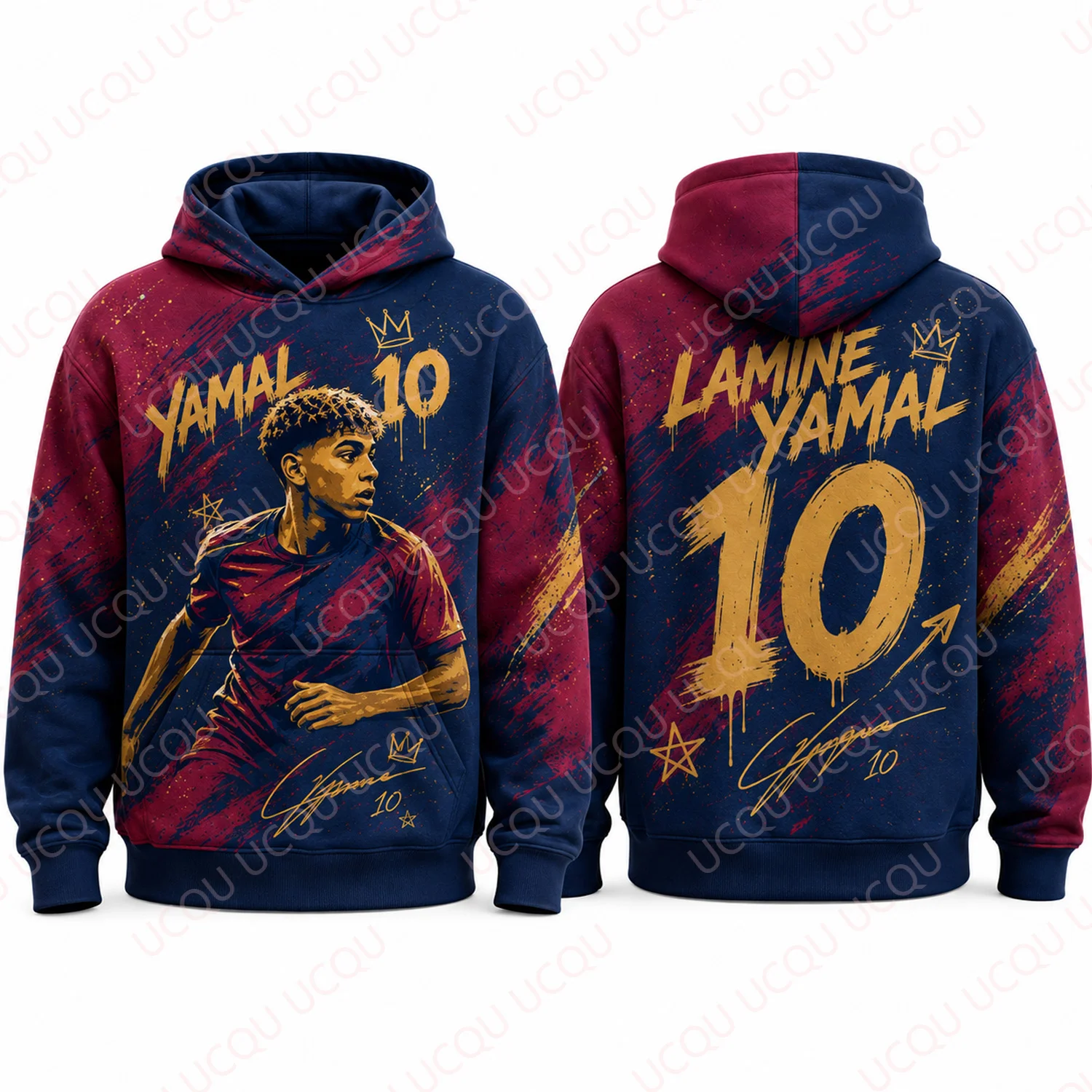 26-27 Yamal 10 Hoodie Sweatshirt Football Graphic Pullover Oversized Streetwear Casual Winter Top Fan Gift