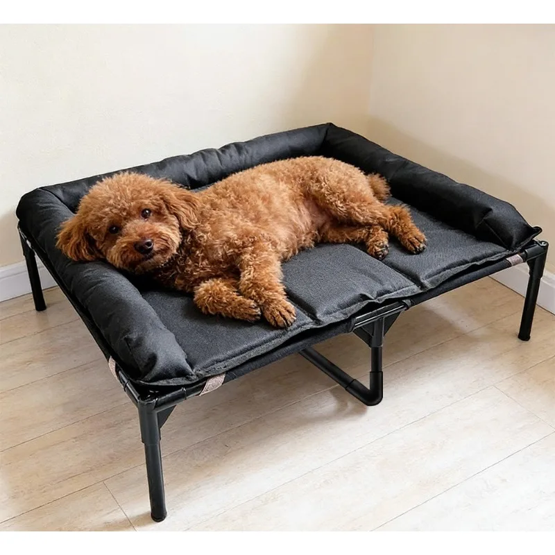 Elevated Pet Cot Foldable Dog Bed Removable Washable Breathable Cat Dog Bed Moisture Proof Portable Pet Supply