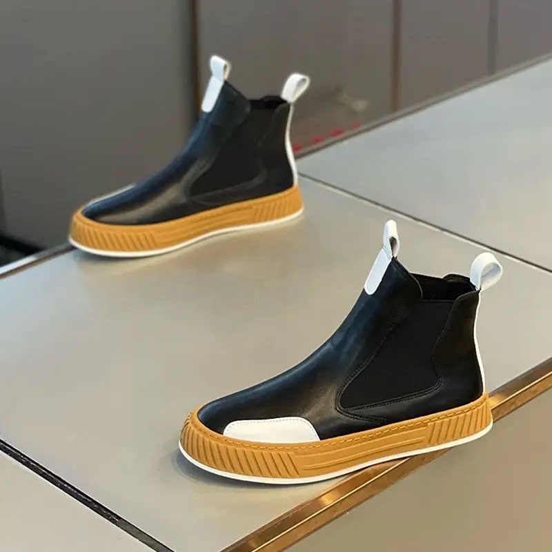 ​Men's Retro British Style Chunky Sole Chelsea Boots 2025 Autumn Winter Fashion Warm Furry Lining Casual Best Seller​ Shoes