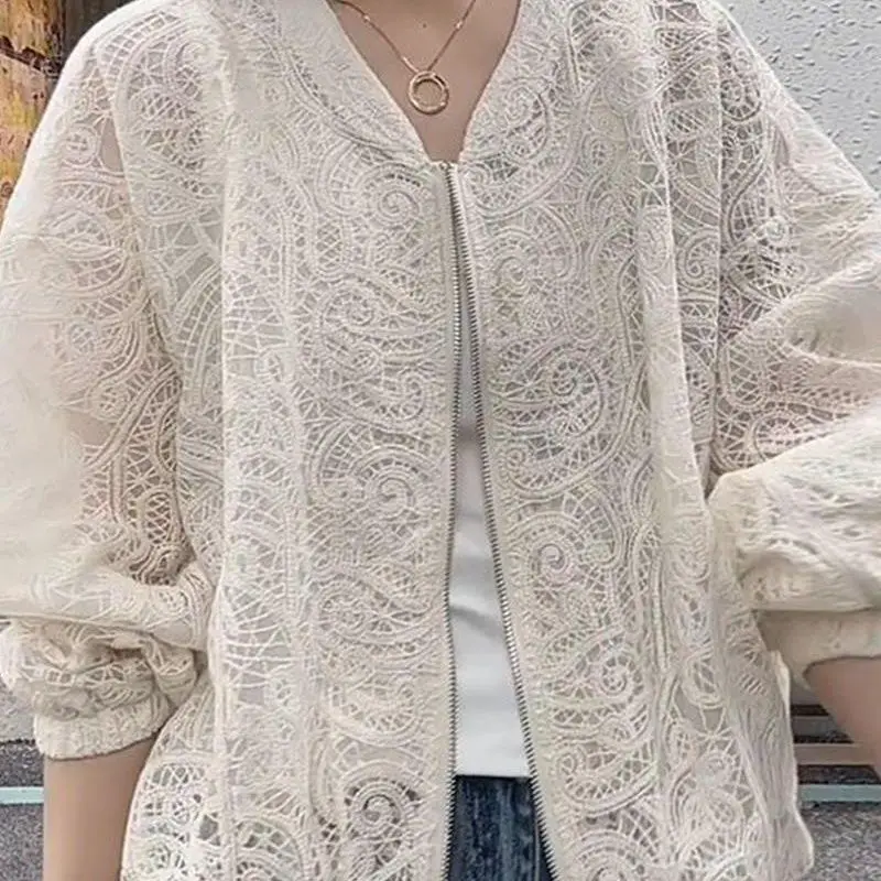 Lente Zomer Kant Dunne Jas Vrouwen Parka Casual Femal Jas Hol Borduren Bloemen Vrouwen Dunne Jas