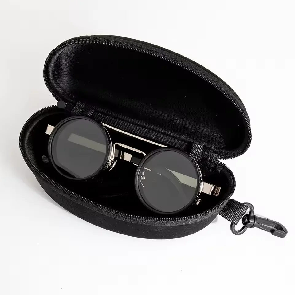 Black Metal Frame Adjustable Dimming Glasses Fishing Sunglasses UV Anti UV Polarized Sunglasses ND Filter with Glass Case Set