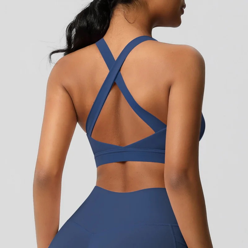 جديد ملابس نشطة مخصصة عالية دعم الجري رياضة اليوغا الصدرية المرأة عبر الجمال الظهر الرياضة حمالات الصدر للنساء #5