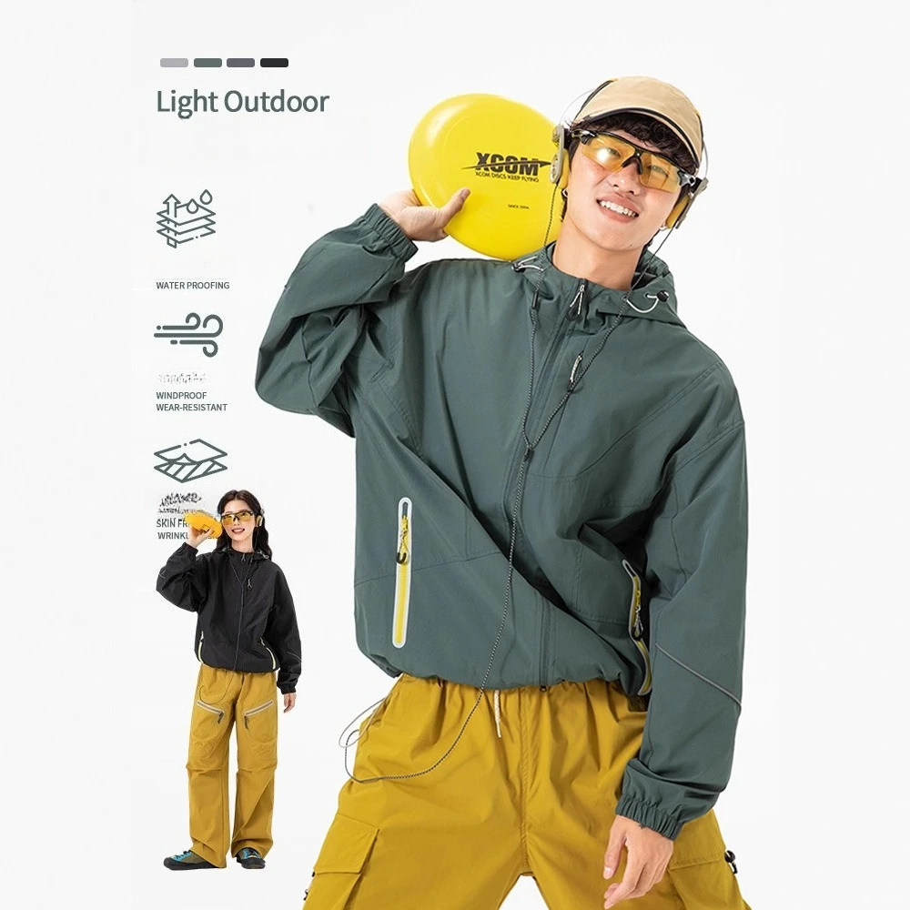 

Водонепроницаемая и ветрозащитная уличная куртка с капюшоном в стиле спецодежды для приключений, ветрозащитная куртка унисекс