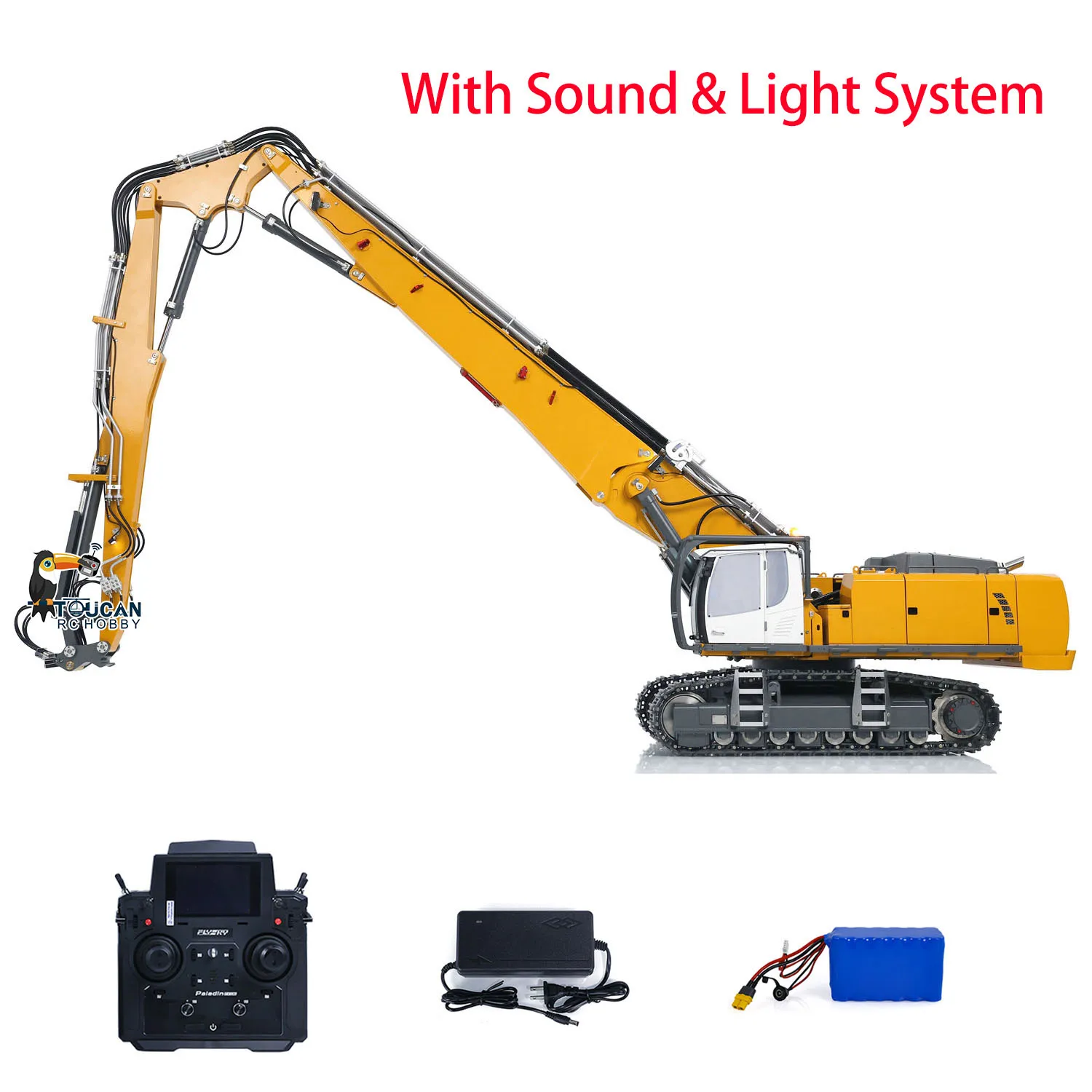 Promotion 1/14 K970 300 RC Hydraulic Demolition Machine RTR Metal Excavator Model Light Sound Set PL18EV Lite Battery TH23218