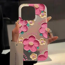 Oil Painting Flower Phone Case For iPhone 15 Pro Case iPhone 11 16 14 13 12 17 Pro Max Mini Shockproof Silicone Soft TPU Cover