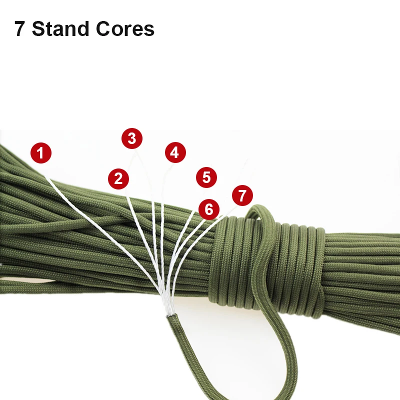 5 Meters Dia.4mm 7 Stand Cores Parachute Cord Lanyard Outdoor Camping Rope Climbing Hiking Survival Equipment Tent Accessories