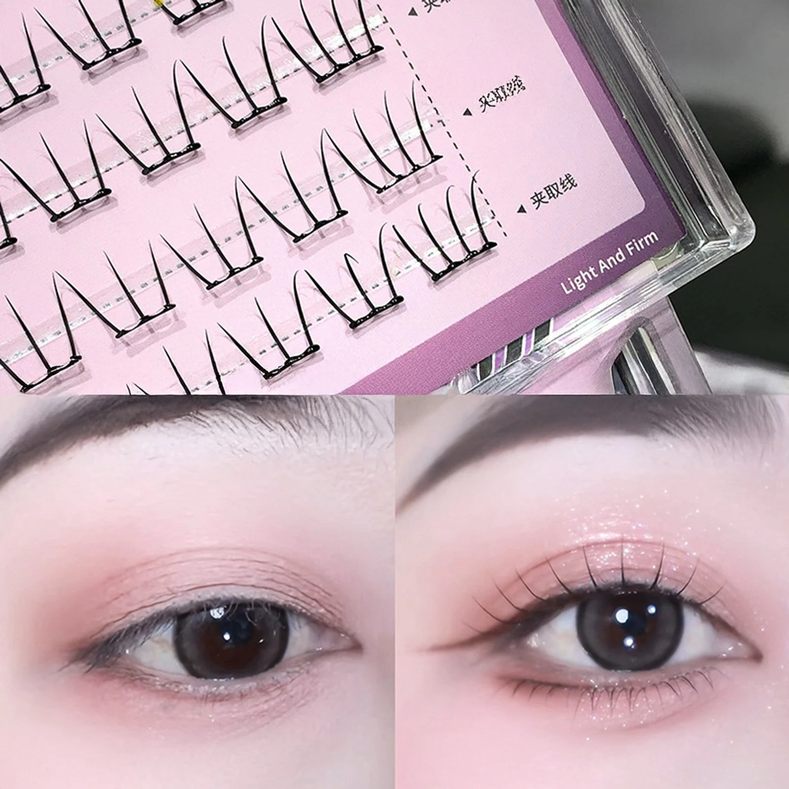DIY falsche Wimpernverlängerungen im koreanischen Stil, kleberfreie Wimpern, Cluster, einzelne Wimpern, kein Kleber erforderlich, Wispy-Wimpernzubehör, Make-up