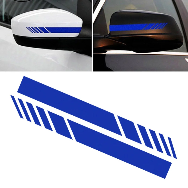 2pcs Car Racing Stripe Stickers Rearview Mirror Reflective Vinyl Decals decoration fashion Car styling Waterproof Sticker