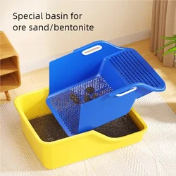 New semi enclosed oversized cat litter box with automatic sand leakage and non stick bottom, anti splash cat litter box for cat