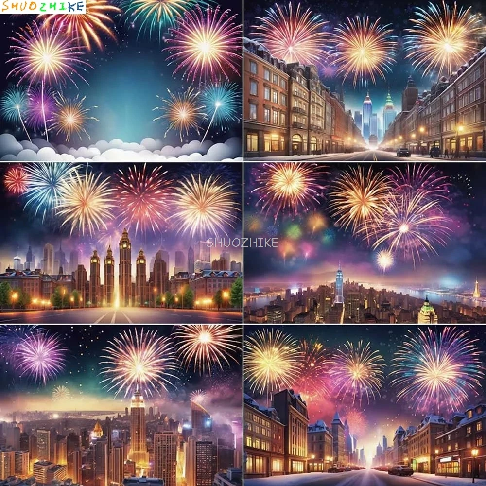 

New Year 2025 Decoration Background Photography Firework Banner Photozone Backdrop Child Photo Studio Photocall Supplies