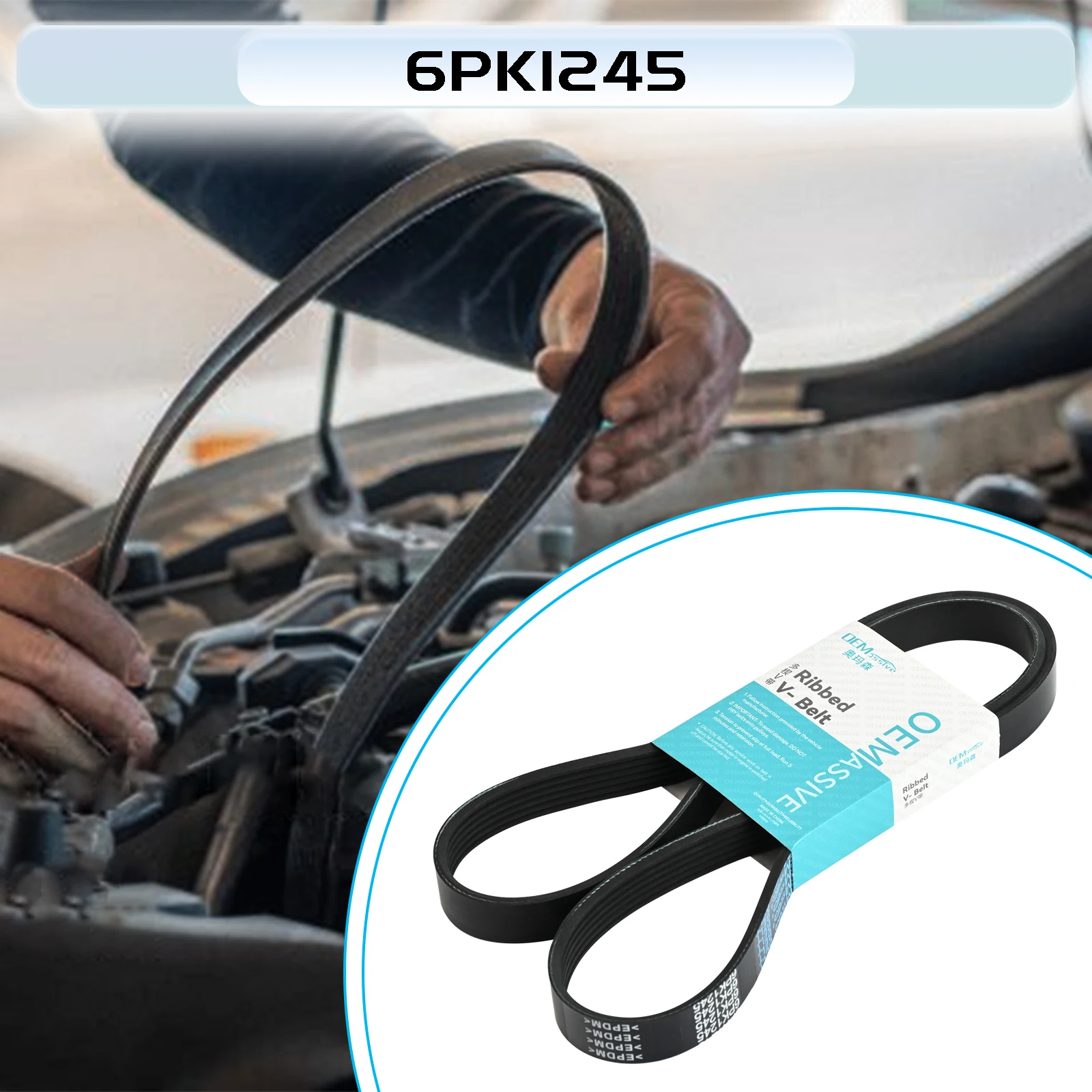 

6PK1245 6 Rib Multi V Drive Belt Ribbed V-Belt For PEUGEOT 3008 MPV 308 CC SW 407 5008 508 SW I 807 2009 2011 2013 2014 2015 -16