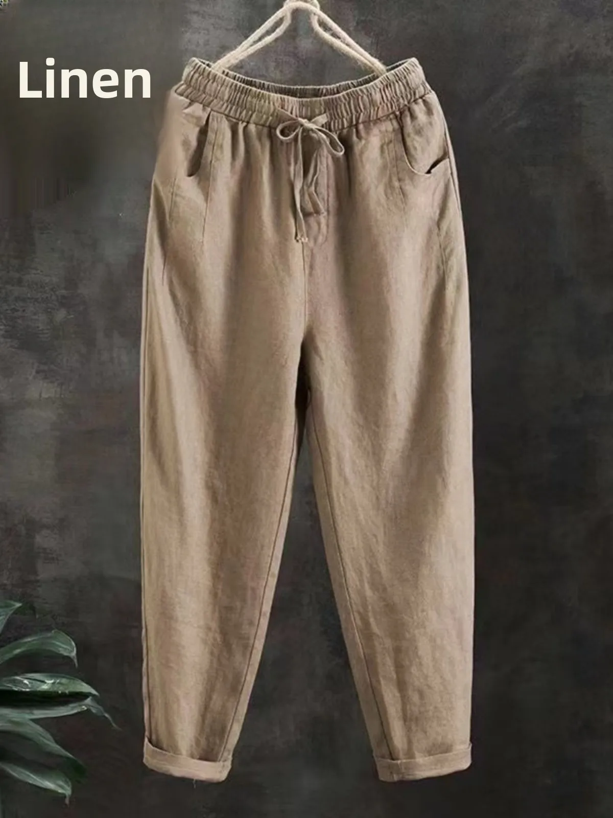 الراقية القطن الكتان فضفاض سراويل نسائية 2025 صيف جديد Sle عادية تسع قطع صغيرة القدم سراويل هارلان الكورية Sle #1