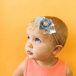 Diadema de flores de estilo princesa para bebé, bandanas versátiles para el cabello de niña, 0 a 6 años