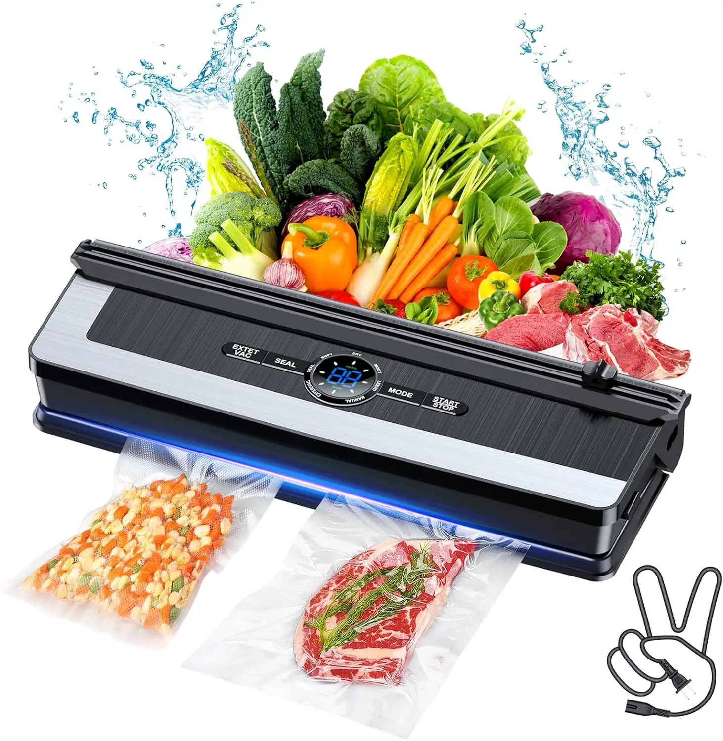 

Vacuum Sealer Machine - 8 in 1 Food Vacuum Sealer Machine with Build-in Cutter Automatic Air Sealing System LED Indicator