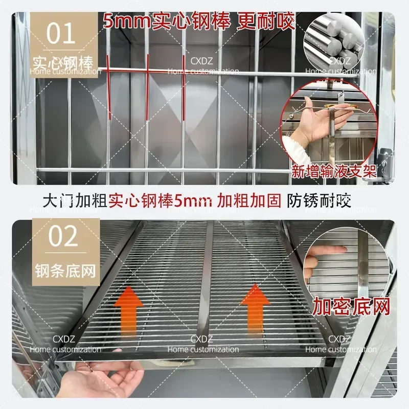 Customized 304 Stainless Steel Pet Cage Multi Layer Dog Cat Breeding Isolation Cage for Pet Store Inpatient Foster Care