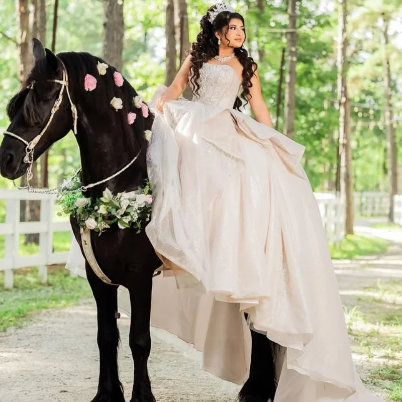 

ivory off the shoulder Quinceanera Dress crystal applique layering 3D flower layering vestidos de 15 Quinceanera Customized