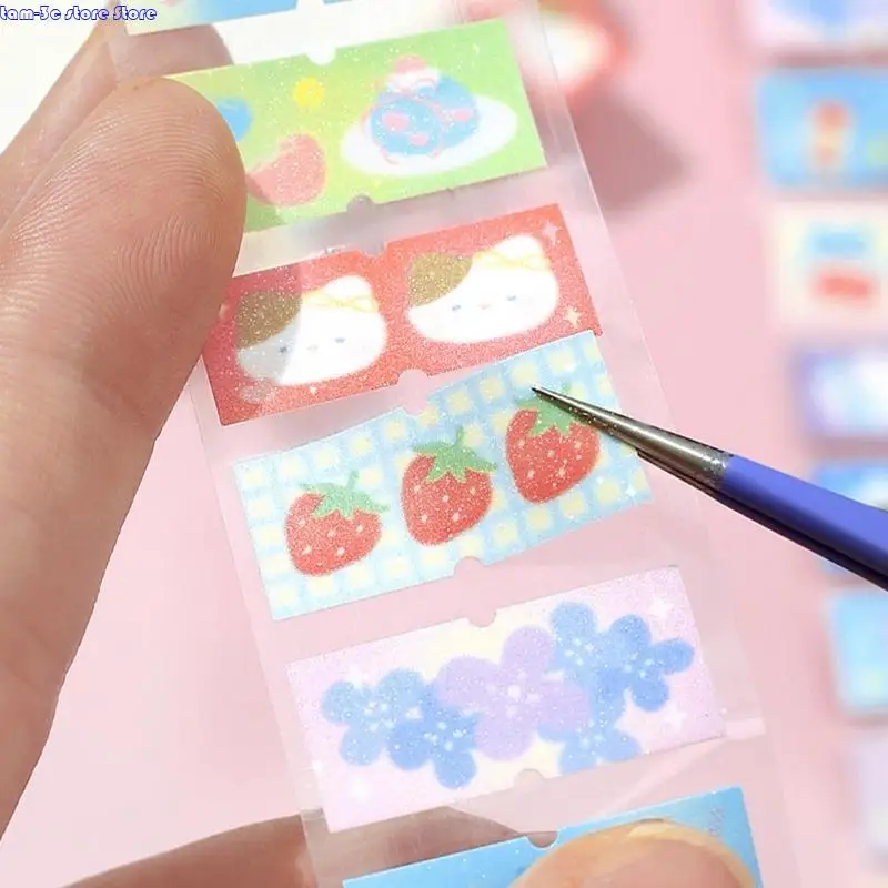 Scrapbooking Decorative Tape Glittering Cutout Cartoon Tape For Scrapbooking Journal Water Bottle Phone Case Wrapping