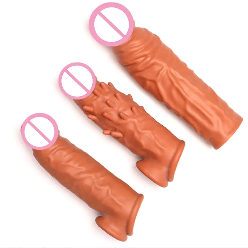 3 Type Penis Sleeve Reusable Condoms Penis Enlargement Delay Ejaculation Adult Sex Toys for Men Penis Extender Sex Shop 18+