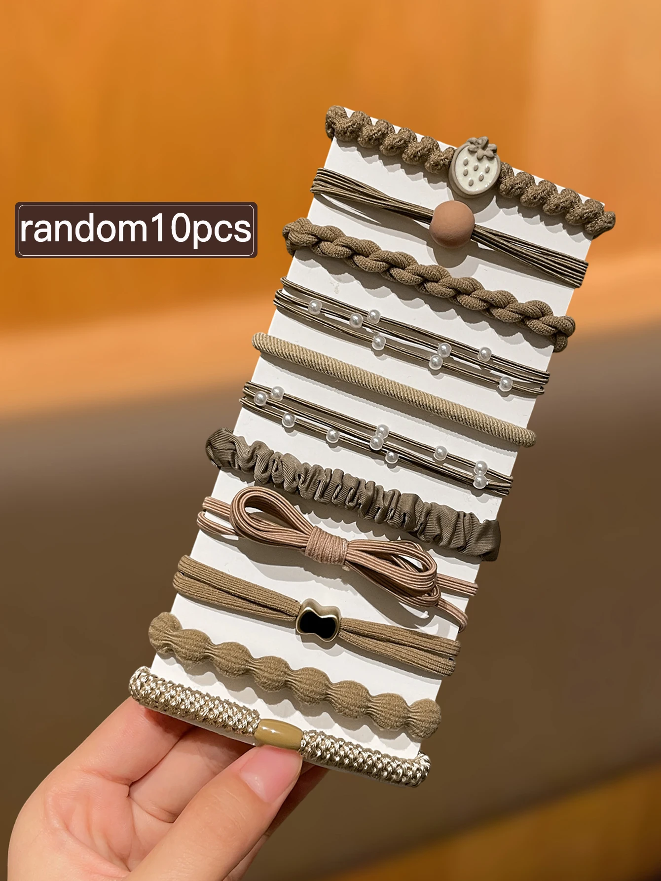 랜덤 10개 여성 스타일, 나이를 줄여주는 다용도, 높은 포니테일 머리끈, 일상 사용에 적합, 여성 헤어 액세서리