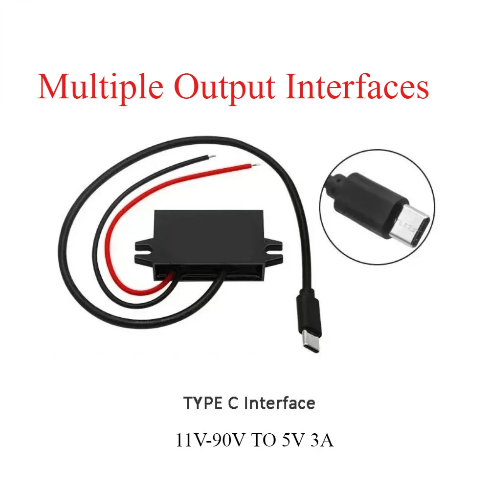 12V 24V 36V 48V Buck 5V 3A Charging Converter DC-DC Step Down Converter for Battery With Multi Types USB Jack Female USB