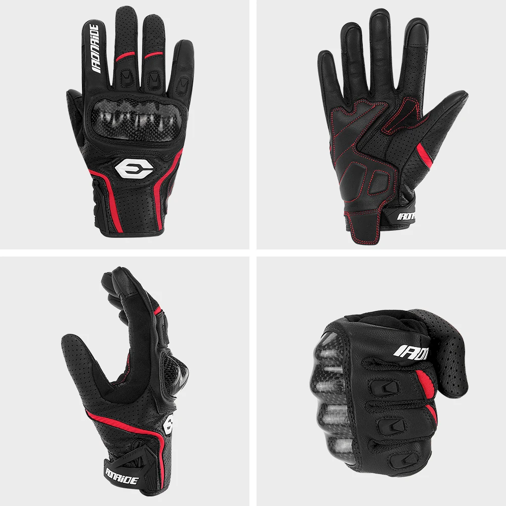 Gants de moto en cuir pour hommes et femmes, maille respirante, écran tactile, motocross, extérieur, scooter, cyclisme, gants de protection, nouveau