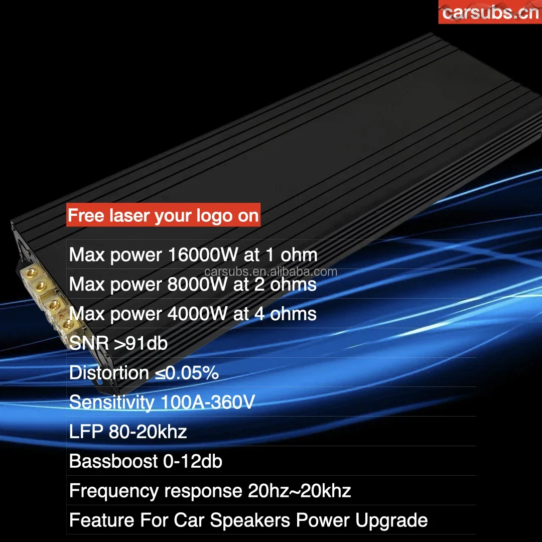 16000W Brazilian Style Car Subwoofer Amplifier Full Range Strong Bass Peak 32000W Monoblock Car SPL Amplifier Class D